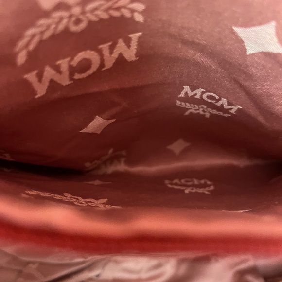 MCM Orange embossed leather handbag EUC - Picture 11 of 12